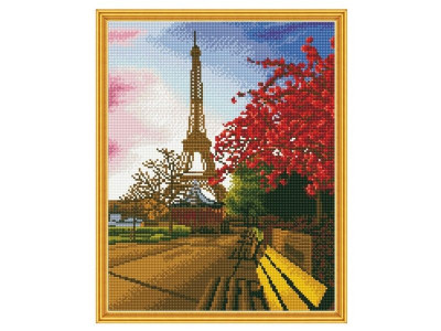 Алмазная мозаика с нанесенной рамкой 40х50 ЭЙФЕЛЕВА БАШНЯ (30 цветов)