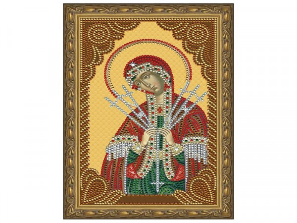 Алмазная 5D мозаика с нанесенной рамкой 20х30 СЕМИСТРЕЛЬНАЯ БОЖИЯ МАТЕРЬ (11 цветов)