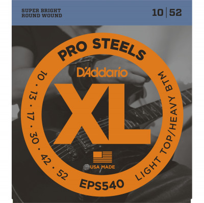 Струны для электрогитары D'ADDARIO EPS540 ProSteels, Light Top/Heavy Bottom, 10-52