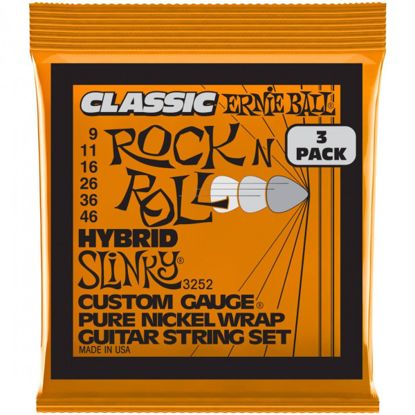 ERNIE BALL 3252 Pure Classic RnR Slinky Hybrid 3 Pack 9-46 - Струны для электрогитары