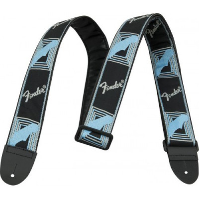 FENDER 2' MONOGRAMMED STRAP BLACK/LIGHT GREY/BLUE ремень для гитары, цвет черно-голубой, Fender logo