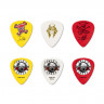 DUNLOP GNR001 Guns N' Roses Picks упаковка именных медиаторов, блистер (6шт.: 2 - Tortex® .73мм, 2 -