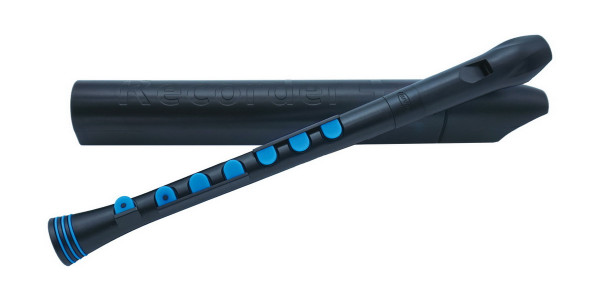 NUVO Recorder+ (Black/Blue) блокфлейта сопрано немецкая, строй С (До) + кейс