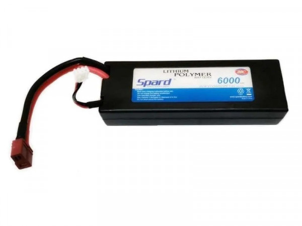 Аккумулятор Li-Po Spard 6000mAh, 7,4V, 30C, T-plug для Remo Hobby и Himoto 1/10, 1/8