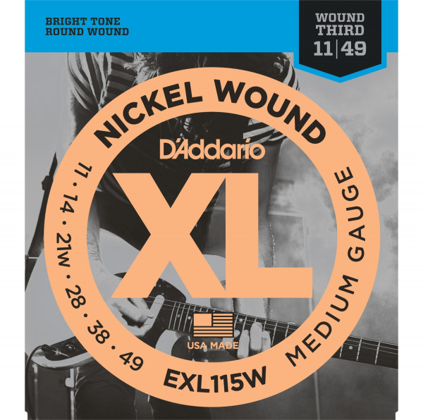 Струны для электрогитары D'ADDARIO EXL115W Blues-Jazz Rock никель 11-49