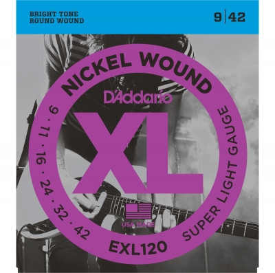 Струны для электрогитары D'ADDARIO EXL120 Super Light, никель, 9-42