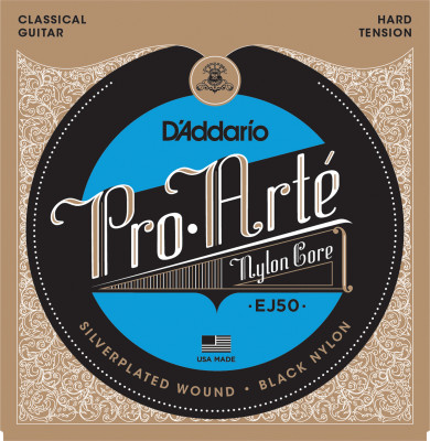 Струны для классической гитары D'ADDARIO EJ50 PRO-ARTE BLACK NYLON HARD TENSION