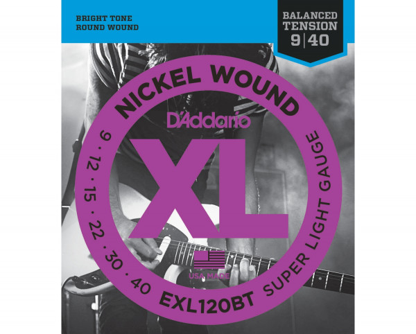 Струны для электрогитары D'ADDARIO EXL120BT Super Light, 9-40, никель