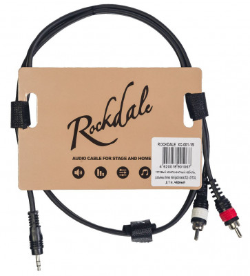 ROCKDALE XC-001-1M готовый компонентный кабель, разъёмы stereo mini jack папа (3,5) x 2 RCA, д 1 м, чёрный