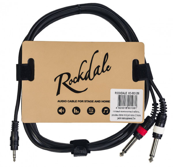 ROCKDALE XC-002-2M готовый компонентный кабель, разъёмы stereo mini jack папа x 2 mono jack папа длина 2 м