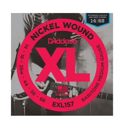 Струны для электрогитары D'ADDARIO EXL157 никель, Baritone Medium, 14-68