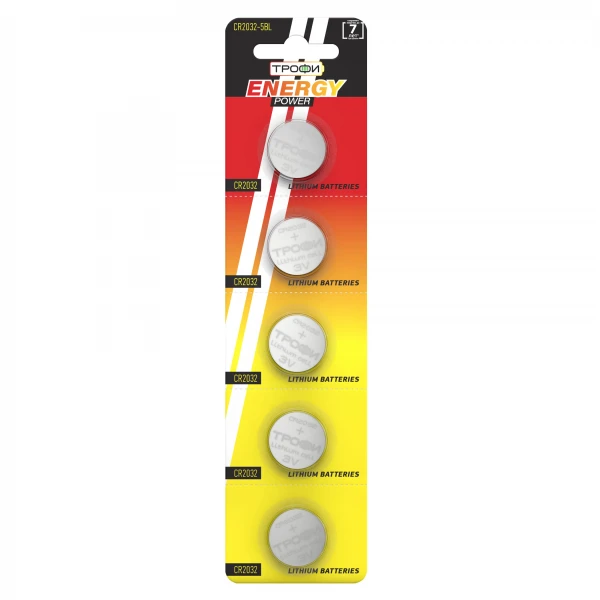 ТРОФИ CR2032 5BL Батарейка тип Таблетка, уп 5 шт