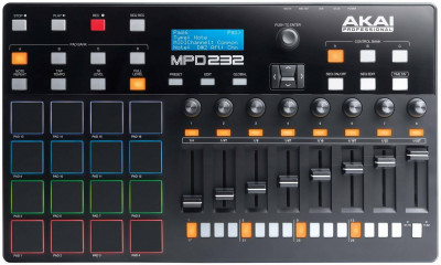 AKAI PRO MPD232, MIDI/USB-контроллер, 16 пэдов с цветной подсветкой, 8 фейдеров, 8 ручек