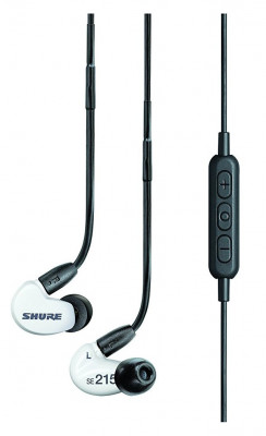 SHURE SE215SPE-W-BT1-EFS беспроводные внутриканальные Bluetooth наушники с одним динамическим драйвером, белые.