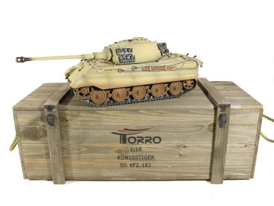 Р/У танк Torro King Tiger (башня Henschel) 1/16 2.4G, ИК-пушка, деревянная коробка