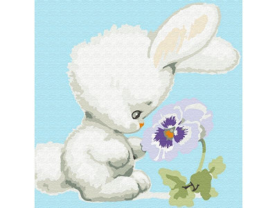 Набор юного художника 20х20 Зайчонок с цветком (13 цветов)