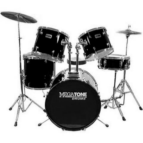 MEGATONE MD-225A MBK (22"x16". 16"x16". 13"x11". 12"x10". 14"x5.5") установка + стойки (для тарелок, Hi-hat, малого барабана), педаль для бас-барабана, стул