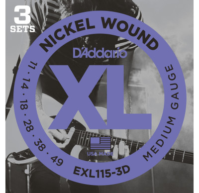 D'Addario EXL115/3D - струны для электрогитары, 3 комплекта