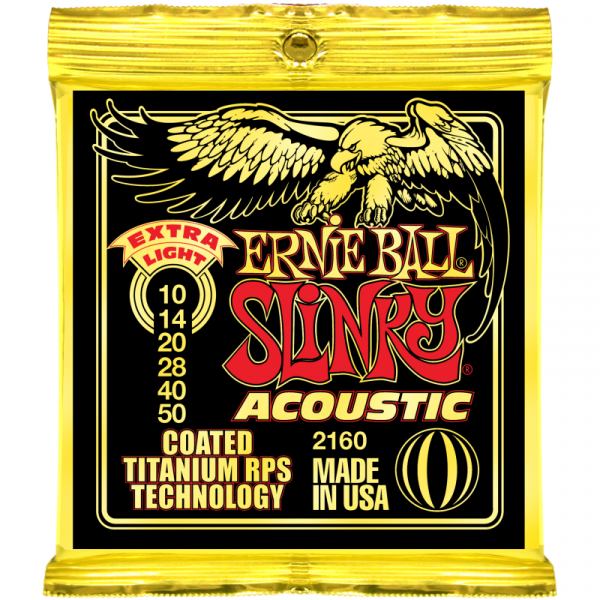 Ernie Ball 2160 Coated Titanium RPS 80/20 Extra Light (10-14-20w-28-40-50) для акустической гитары