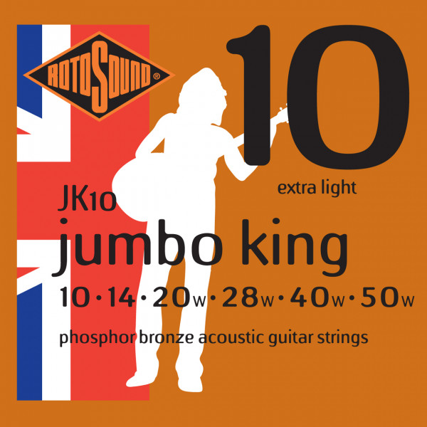 ROTOSOUND JK10 STRINGS PHOSPHOR BRONZE струны для акустической гитары, покрытие - фосфорированная бронза, 10-50