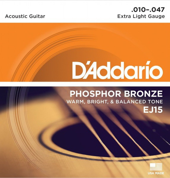 D'ADDARIO EJ15  Extra Light 10-47 струны для акустической гитары