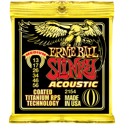 Ernie Ball 2154 Coated Titanium RPS 80/20 Medium (13-17-26-34-46-56) для акустической гитары