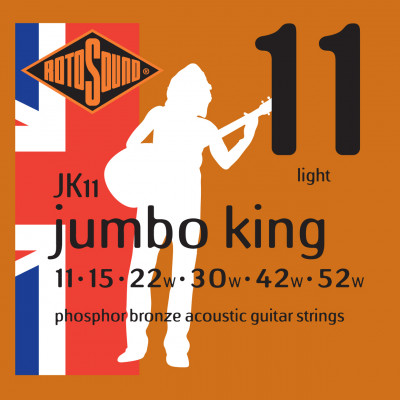 ROTOSOUND JK11 STRINGS PHOSPHOR BRONZE струны для акустической гитары, покрытие - фосфорированная бронза, 11-52