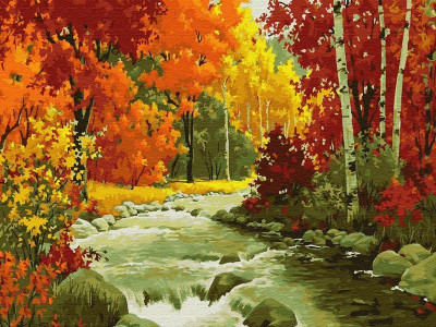 Картина по номерам 40х50 ЗОЛОТАЯ ОСЕНЬ (24 цвета)