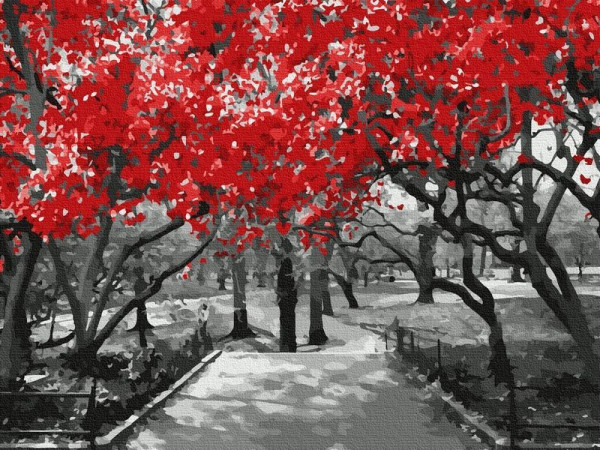 Картина по номерам 40х50 КРАСНАЯ САКУРА (15 цветов)