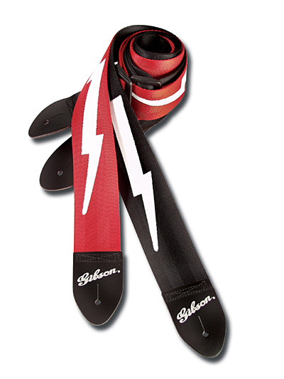 GIBSON ASGSBL-10 LIGHTNING BOLT STYLE 2' SAFETY STRAP - JET BLACK ремень для гитары, черный