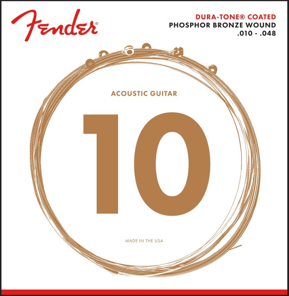 FENDER 860XL PHOSPHOR BRONZE COATED 10-48 Струны для акустической гитары 10-48, фосфорная бронза с покрытием