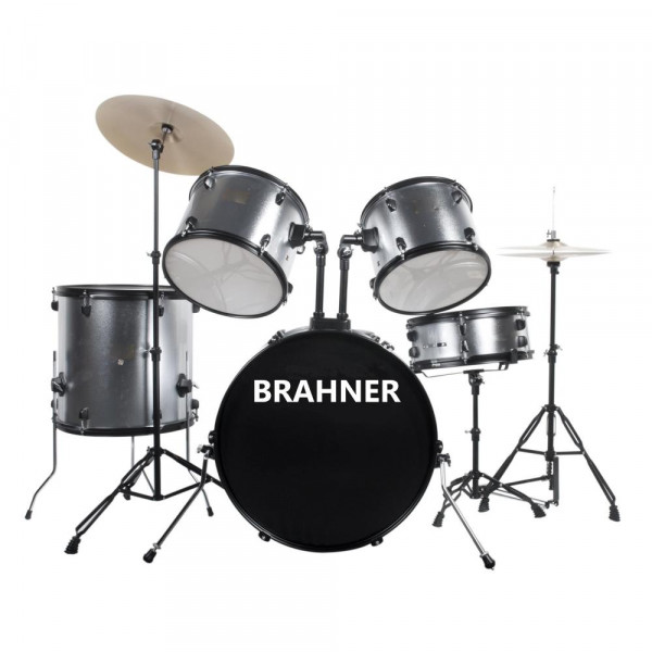 BRAHNER MD-120 SV установка (22"х16")(16"x16")(13"x10")(12"x9")(14"x 5,5") + стойки (D19 мм для тарелки, Hi-hat, малого барабана), тарелки (14"х2, 16"х1), педаль, стул, фурнитура