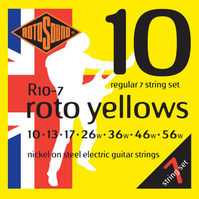 ROTOSOUND R10-7 STRINGS NICKEL REGULAR струны для 7-струнной электрогитары, никелевое покрытие, 10-56