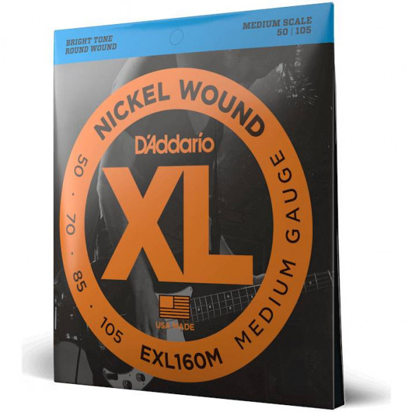 Струны для 4-х струнной бас-гитары D'ADDARIO EXL160 M Medium среднее натяжение