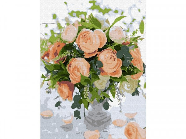 Картина по номерам с цветной схемой на холсте (30х40) НЕЖНЫЙ БУКЕТ (18 цветов)