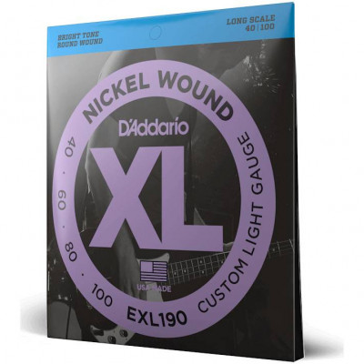 Струны для 4-х струнной бас-гитары D'ADDARIO EXL190 Custom Light легкое натяжение