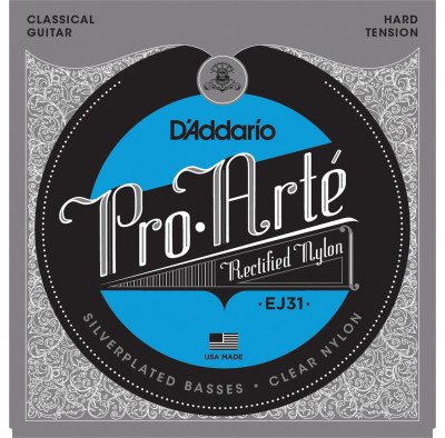 Струны для классической гитары D'ADDARIO EJ31 серебро (Silver), Hard Tension