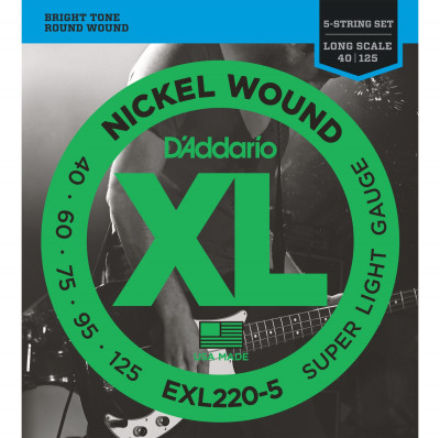 Струны для бас-гитары D'ADDARIO EXL220-5 nickel,super soft 40-125