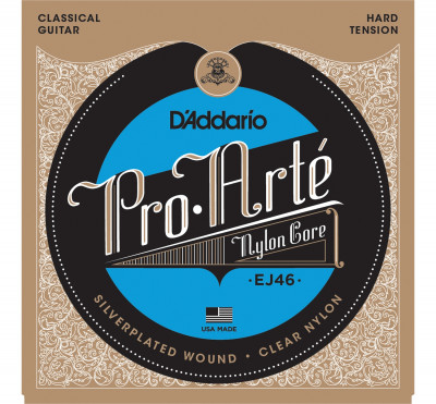 Струны для классической гитары D'ADDARIO EJ46 серебро (Silver), Hard Tension