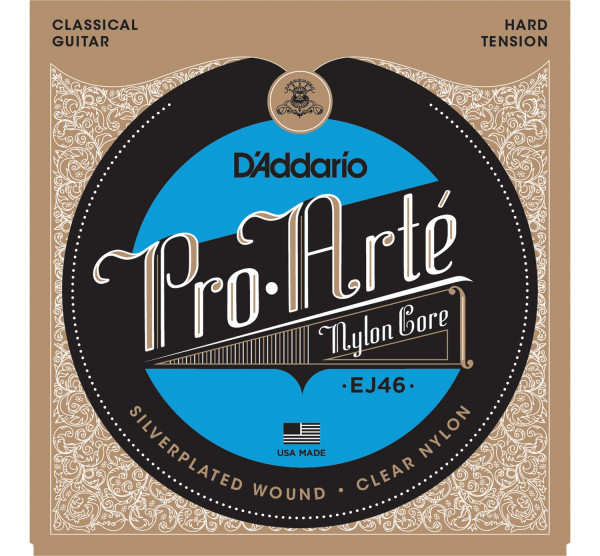 Струны для классической гитары D'ADDARIO EJ46 серебро (Silver), Hard Tension