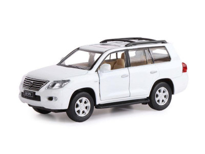 Машина "АВТОПАНОРАМА" Lexus LX570, белый, 1/32, свет, звук, инерция, в/к 17,5*13,5*9 см