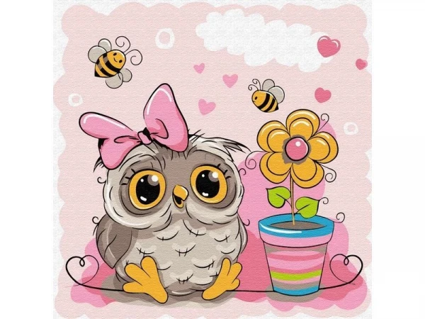 Набор юного художника 20х20 Совёнок с цветком (12 цветов)