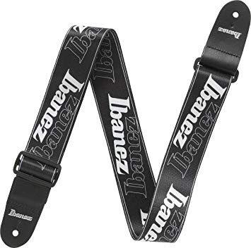 IBANEZ GSD50-P6 DESIGN STRAP - IBANEZ LOGO гитарный ремень, цвет черный с логотипами Ibanez