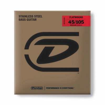 DUNLOP  DBFS45105M Flatwound Stainless Steel Medium Scale Струны для бас-гитары