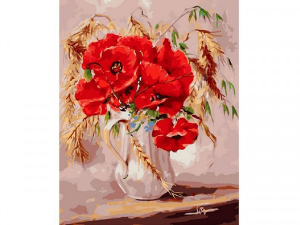 Картина по номерам 40х50 МАКИ ВО РЖИ (28 цветов)