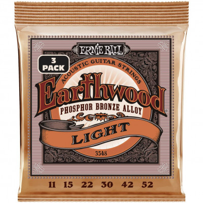 Струны для акустической гитары ERNIE BALL 3548 Earthwood Phosphor Bronze Light 3 Pack 11-52