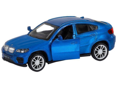 Машина "АВТОПАНОРАМА" BMW X6, 1/43, синий, инерция, откр. двери, в/к 17,5*12,5*6,5 см