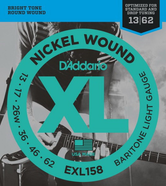 D'ADDARIO EXL158 Light 13-62 струны для электрогитары баритон