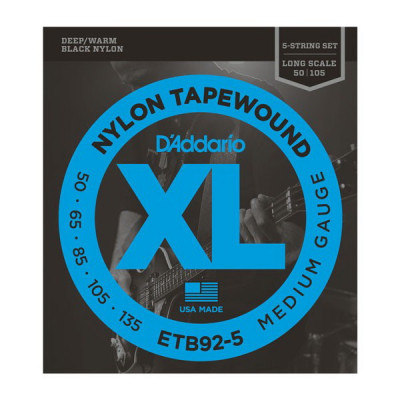 D'ADDARIO ETB92-5, Medium, 50-135, Long Scale струны для 5-струнной бас-гитары