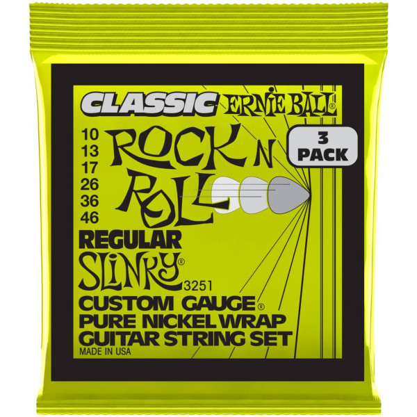 Струны для электрогитары ERNIE BALL 3251 Pure Classic RnR Slinky Regular 3 Pack 10-46